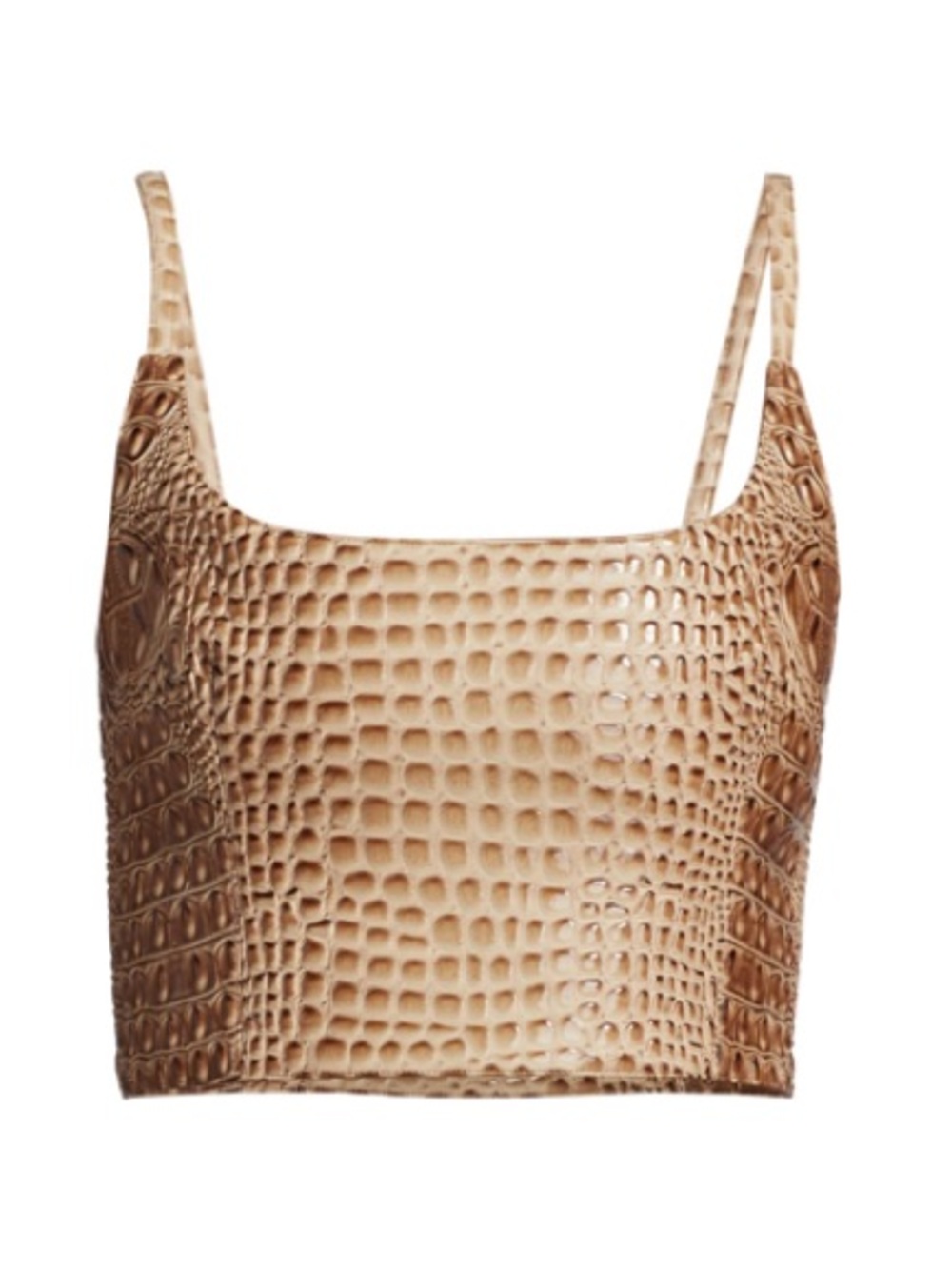 Mia Vesper Croc embossed crop top in Toast